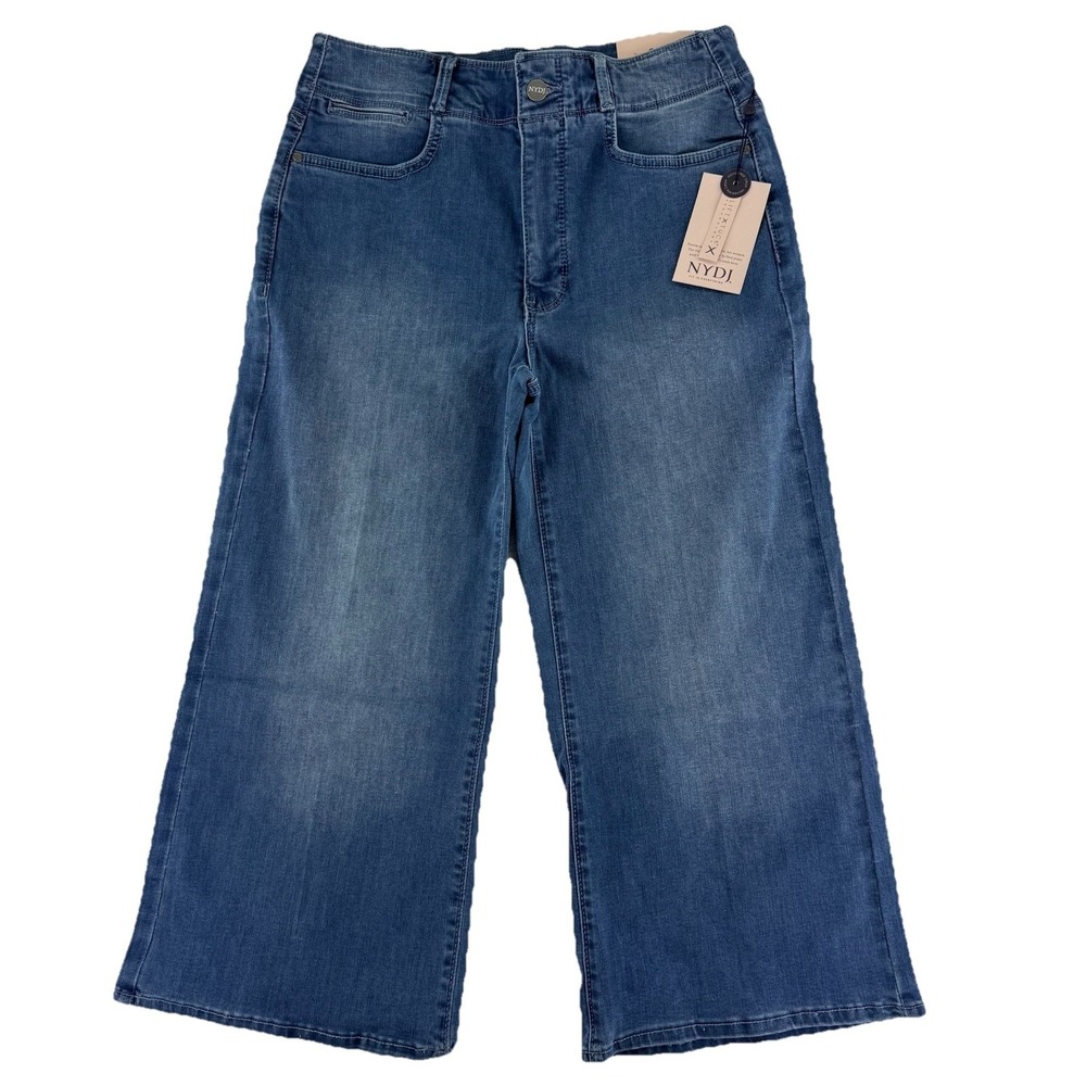 NYDJ Cool Embrace Wide Leg Denim Crop Jeans Size 6 Regular Compass Blue